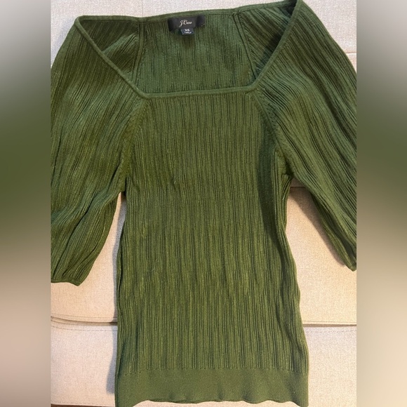J crew open square neck green blouse size xs - Picture 1 of 2